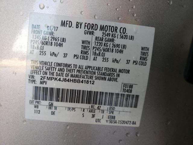 Photo 10 from auction – 2017 FORD EDGE SEL with VIN 2FMPK4J84HBB41812
