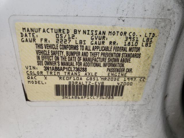 Photo 10 from auction – 2012 NISSAN SENTRA 2.0 with VIN 3N1AB6AP1CL736288