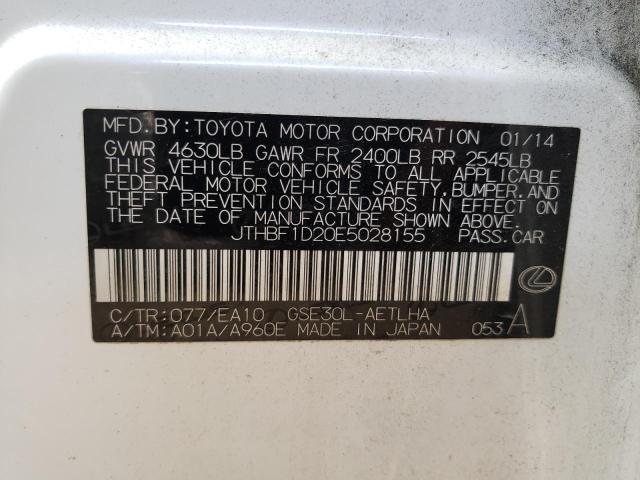 Photo 10 from auction – 2014 LEXUS IS 250 with VIN JTHBF1D20E5028155