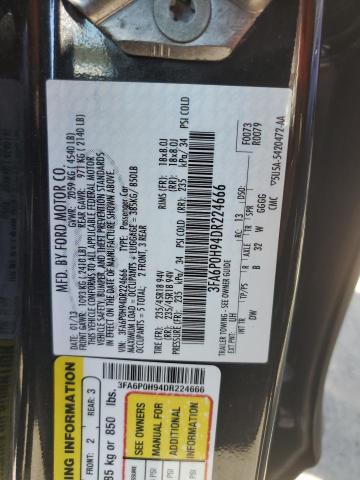 Photo 10 from auction – 2013 FORD FUSION SE with VIN 3FA6P0H94DR224666