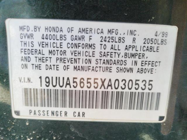 Photo 10 from auction – 1999 ACURA 3.2TL with VIN 19UUA5655XA030535
