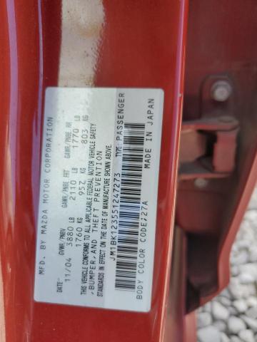 Photo 10 from auction – 2005 MAZDA 3 S with VIN JM1BK123551247273