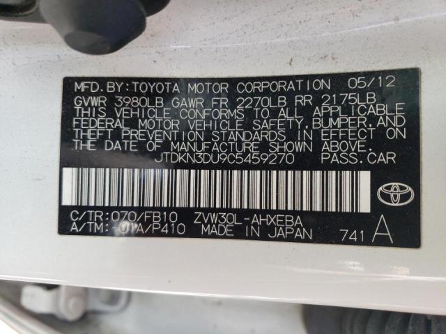 Photo 10 from auction – 2012 TOYOTA PRIUS with VIN JTDKN3DU9C5459270