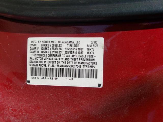 Photo 10 from auction – 2005 HONDA ODYSSEY LX with VIN 5FNRL38255B077042
