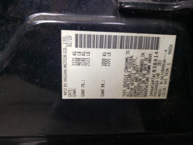 Photo 10 from auction – 2010 NISSAN MAXIMA S with VIN 1N4AA5AP7AC838414