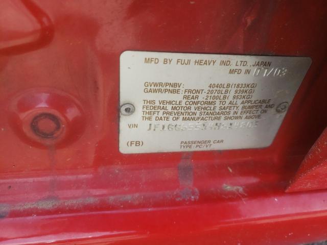 Photo 10 from auction – 2004 SUBARU IMPREZA TS with VIN JF1GG655X4H814803