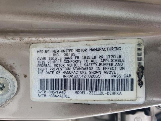 Photo 10 from auction – 2000 TOYOTA COROLLA VE with VIN 1NXBR12E5YZ302865