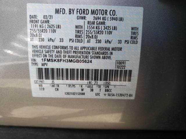 Photo 10 from auction – 2021 FORD EXPLORER L with VIN 1FMSK8FH3MGB05624