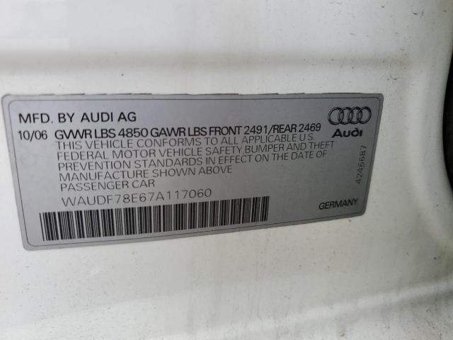 Photo 10 from auction – 2007 AUDI A4 2.0T QU with VIN WAUDF78E67A117060