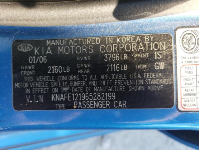 Photo 10 from auction – 2006 KIA SPECTRA LX with VIN KNAFE121965282199