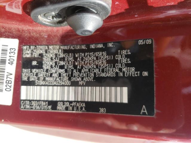 Photo 10 from auction – 2010 TOYOTA SIENNA CE with VIN 5TDKK4CC0AS294000