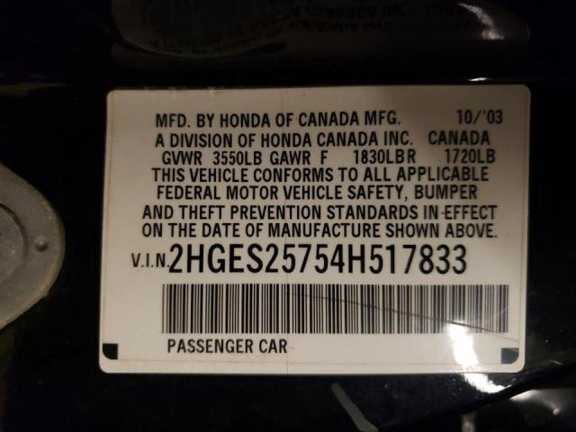 Photo 10 from auction – 2004 HONDA CIVIC EX with VIN 2HGES25754H517833
