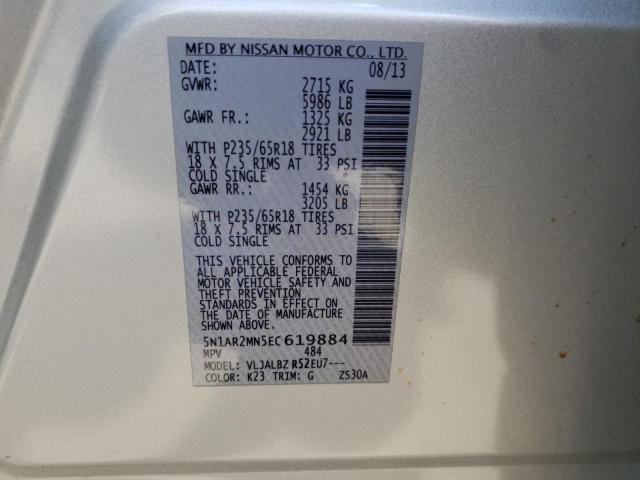 Photo 10 from auction – 2014 NISSAN PATHFINDER with VIN 5N1AR2MN5EC619884