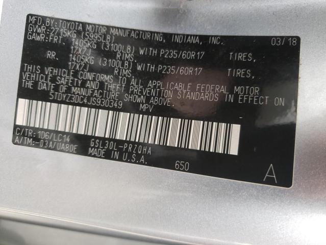 Photo 10 from auction – 2018 TOYOTA SIENNA XLE with VIN 5TDYZ3DC4JS930349