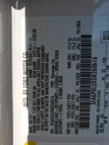 Photo 10 from auction – 2013 FORD FUSION SE with VIN 3FA6P0LUXDR260616