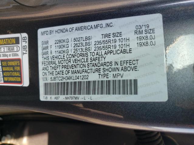 Photo 10 from auction – 2019 ACURA RDX with VIN 5J8TC2H34KL041202