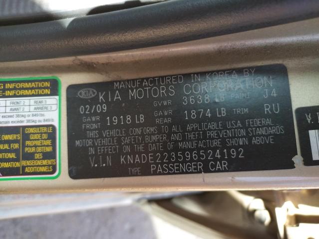 Photo 10 from auction – 2009 KIA RIO BASE with VIN KNADE223596524192