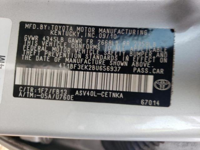 Photo 10 from auction – 2011 TOYOTA CAMRY BASE with VIN 4T1BF3EK2BU656937