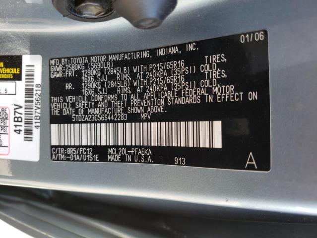 Photo 10 from auction – 2006 TOYOTA SIENNA CE with VIN 5TDZA23C56S442283