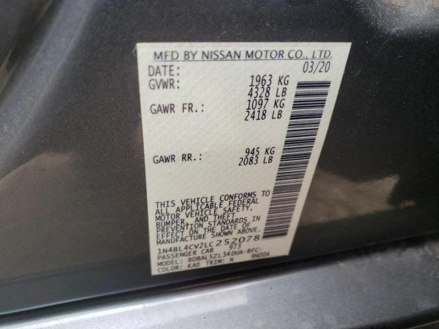 Photo 10 from auction – 2020 NISSAN ALTIMA SR with VIN 1N4BL4CV2LC252078