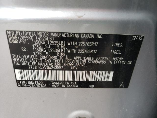 Photo 10 from auction – 2016 TOYOTA RAV4 LE with VIN 2T3ZFREV7GW243552