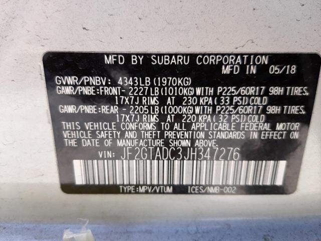 Photo 10 from auction – 2018 SUBARU CROSSTREK with VIN JF2GTADC3JH347276