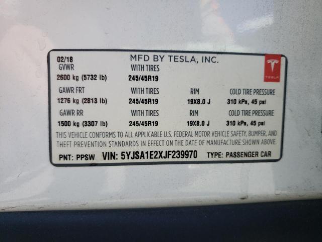 Photo 10 from auction – 2018 TESLA MODEL S with VIN 5YJSA1E2XJF239970