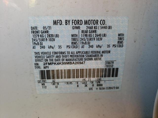 Photo 10 from auction – 2021 FORD EDGE TITAN with VIN 2FMPK4K99MBA26947