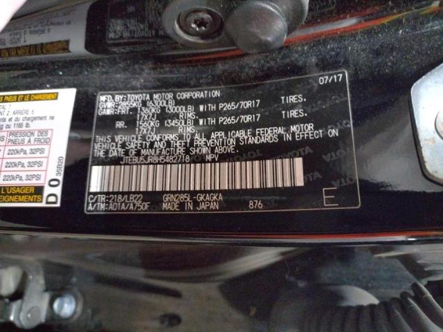 Photo 10 from auction – 2017 TOYOTA 4RUNNER SR with VIN JTEBU5JR8H5482718