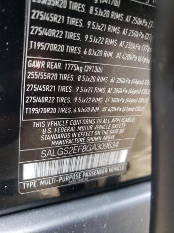 Photo 10 from auction – 2016 LAND ROVER RANGE ROVE with VIN SALGS2EF8GA309634
