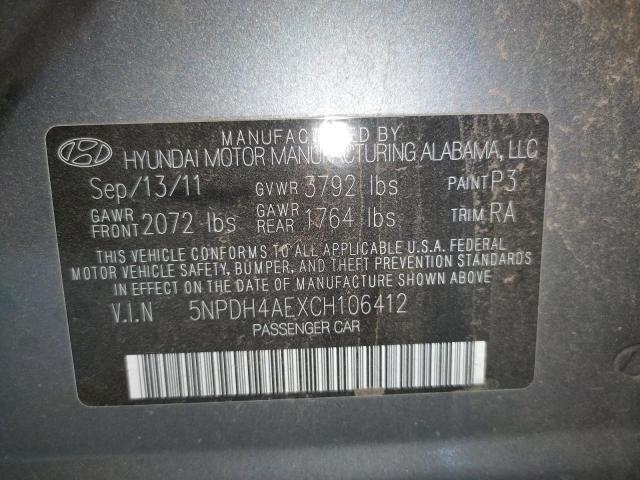 Photo 10 from auction – 2012 HYUNDAI ELANTRA GL with VIN 5NPDH4AEXCH106412