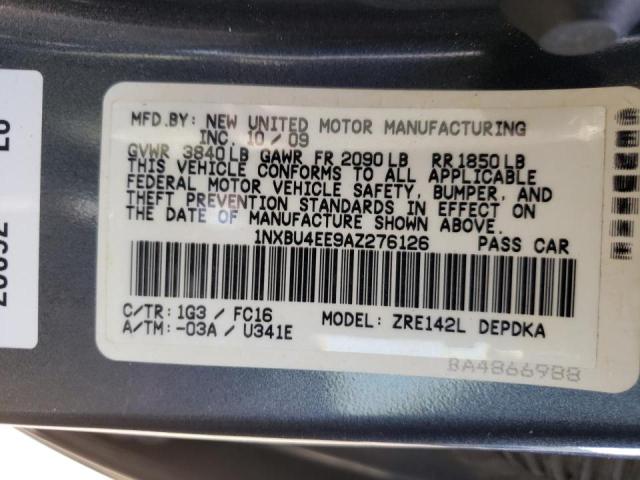Photo 10 from auction – 2010 TOYOTA COROLLA BA with VIN 1NXBU4EE9AZ276126