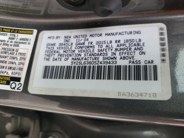 Photo 10 from auction – 2005 PONTIAC VIBE with VIN 5Y2SL63805Z439433