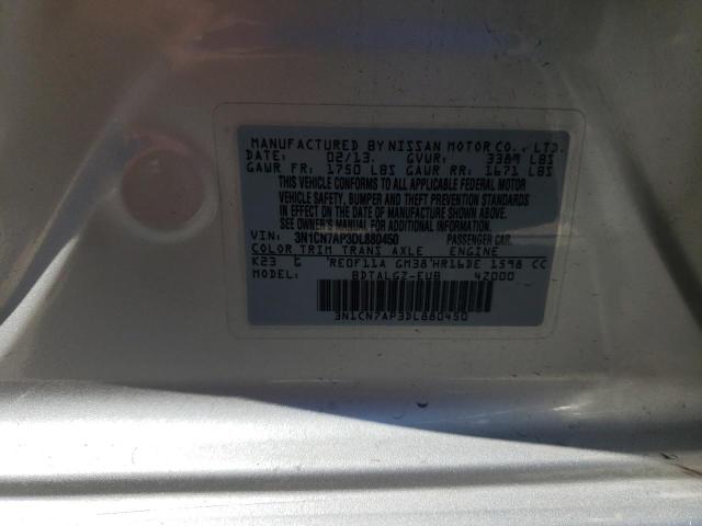 Photo 10 from auction – 2013 NISSAN VERSA S with VIN 3N1CN7AP3DL880450