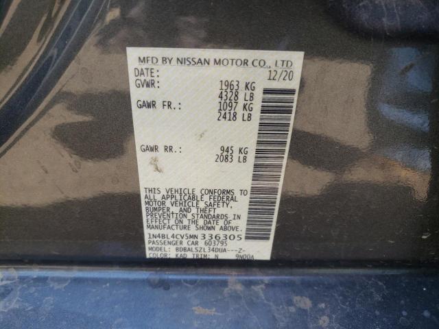 Photo 10 from auction – 2021 NISSAN ALTIMA SR with VIN 1N4BL4CV5MN336305