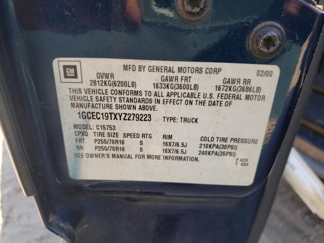 Photo 10 from auction – 2000 CHEVROLET SILVERADO with VIN 1GCEC19TXYZ279223