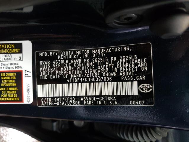 Photo 10 from auction – 2017 TOYOTA CAMRY LE with VIN 4T1BF1FK1HU387096