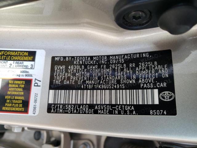 Photo 10 from auction – 2016 TOYOTA CAMRY LE with VIN 4T1BF1FK9GU524915