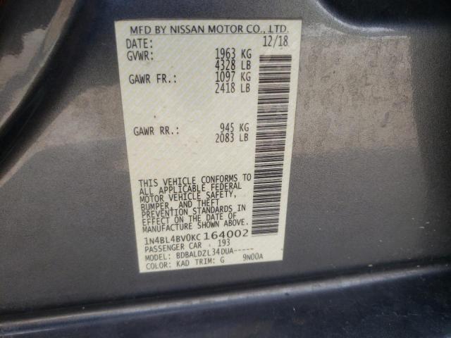 Photo 10 from auction – 2019 NISSAN ALTIMA S with VIN 1N4BL4BV0KC164002