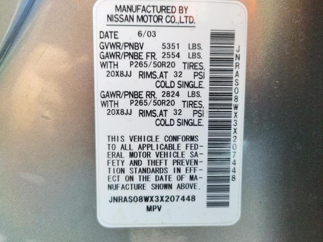 Photo 10 from auction – 2003 INFINITI FX35 with VIN JNRAS08WX3X207448