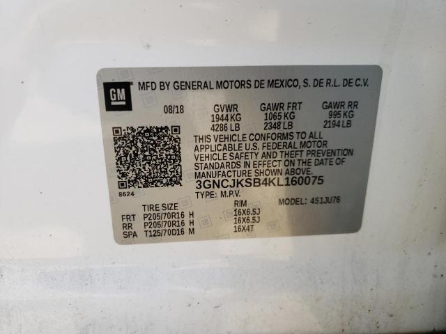 Photo 10 from auction – 2019 CHEVROLET TRAX LS with VIN 3GNCJKSB4KL160075