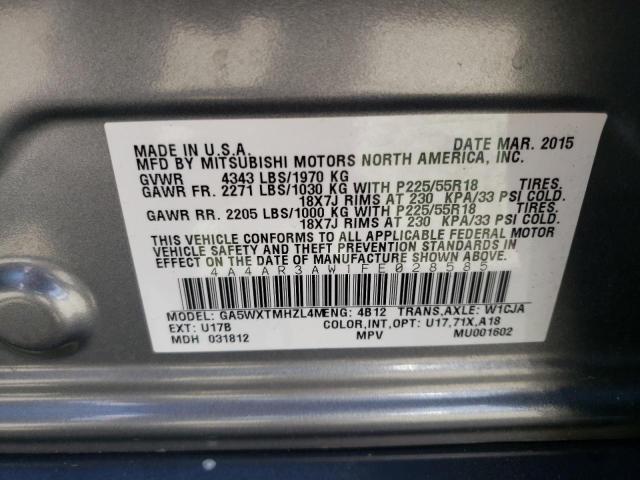 Photo 10 from auction – 2015 MITSUBISHI OUTLANDER with VIN 4A4AR3AW1FE028585