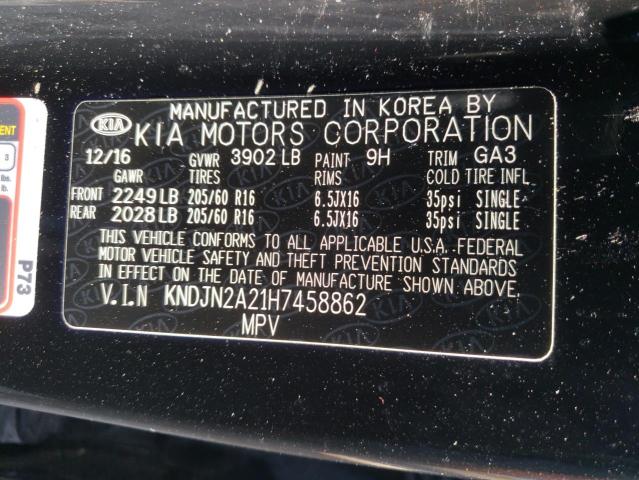 Photo 10 from auction – 2017 KIA SOUL with VIN KNDJN2A21H7458862