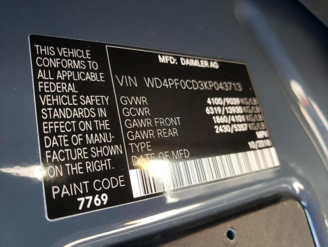 Photo 10 from auction – 2019 MERCEDES-BENZ SPRINTER 2 with VIN WD4PF0CD3KP043713