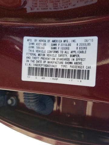 Photo 10 from auction – 2016 HONDA ACCORD EX with VIN 1HGCR2F78GA010431