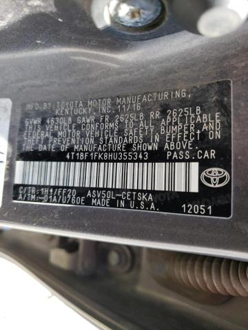 Photo 10 from auction – 2017 TOYOTA CAMRY LE with VIN 4T1BF1FK8HU355343