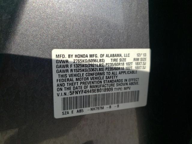 Photo 10 from auction – 2014 HONDA PILOT EX with VIN 5FNYF4H49EB018909