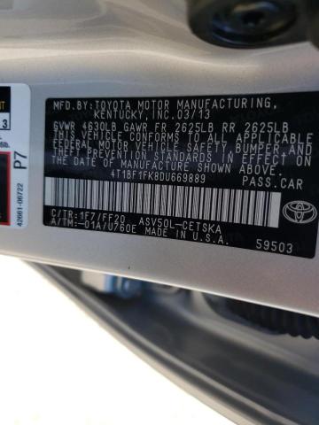 Photo 10 from auction – 2013 TOYOTA CAMRY L with VIN 4T1BF1FK8DU669889