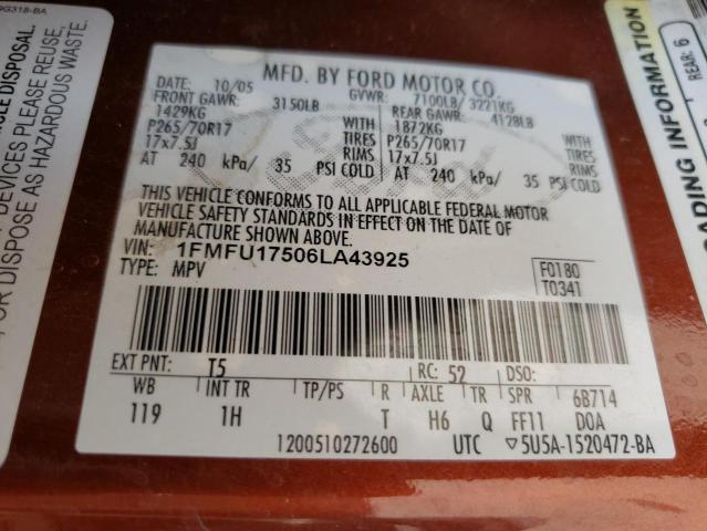 Photo 10 from auction – 2006 FORD EXPEDITION with VIN 1FMFU17506LA43925