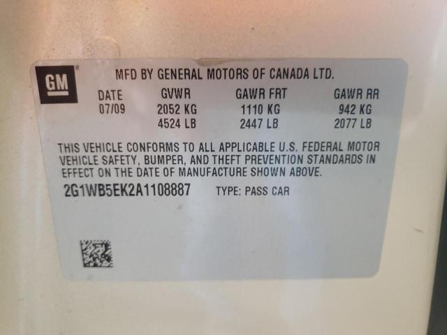 Photo 10 from auction – 2010 CHEVROLET IMPALA with VIN 2G1WB5EK2A1108887